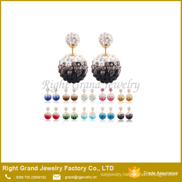 Rhinestone Double Crystal Disco Ball Shamballa Earring Studs